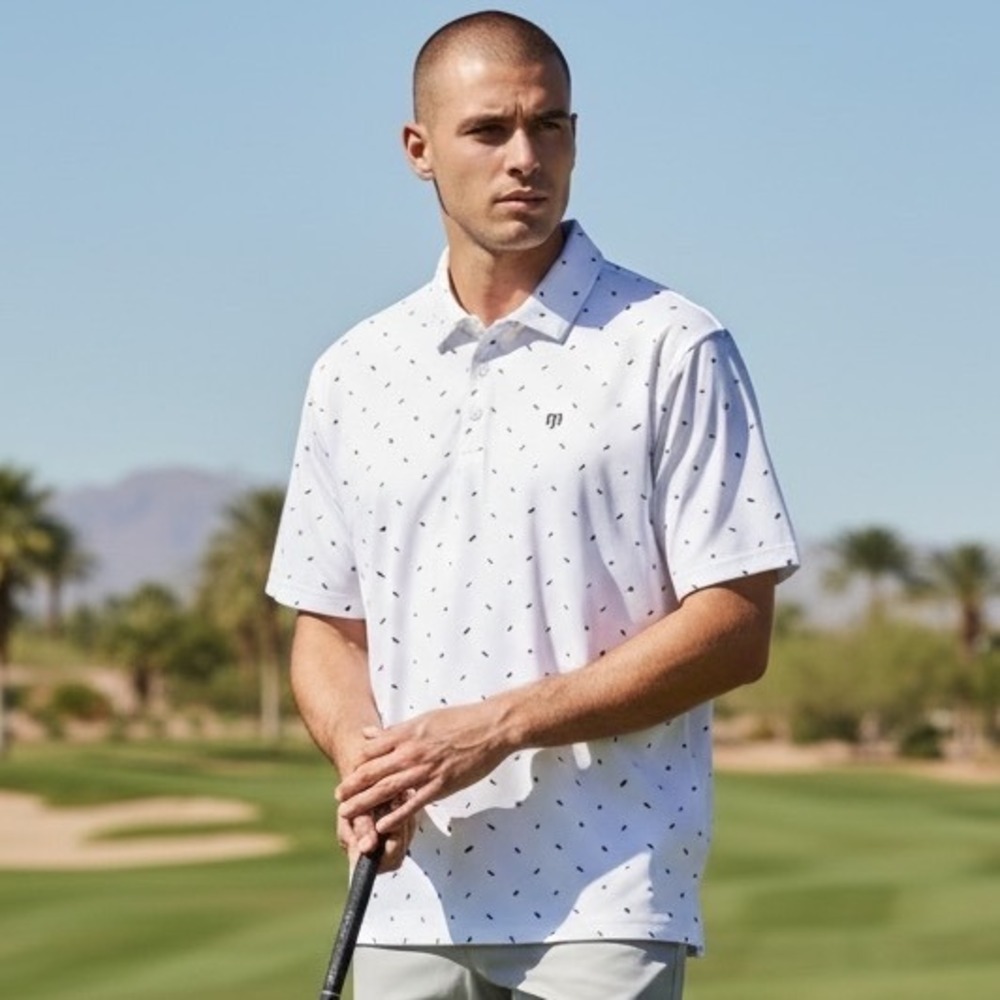 Travis Mathew Mens‎ Sun Dip Printed Short Sleeve Perfect Polo Shirt White Sz XXL